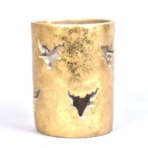 Kerzenhalter Rentiermotiv Gold 20 x 15 cm